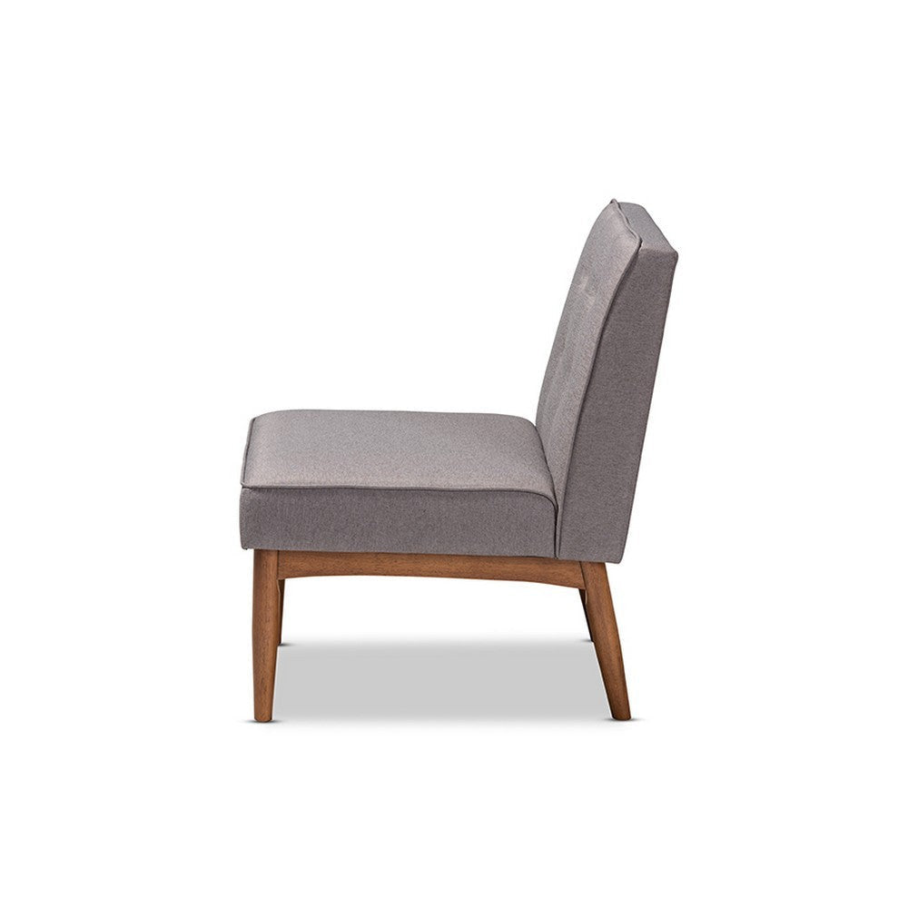 Baxton Studio Arvid Mid-Century Modern Gray Fabric Upholstered Wood Dining Chair WHI-BBT8051-Grey-CC