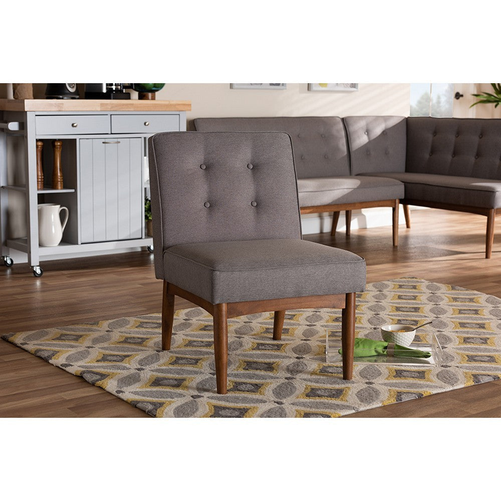 Baxton Studio Arvid Mid-Century Modern Gray Fabric Upholstered Wood Dining Chair