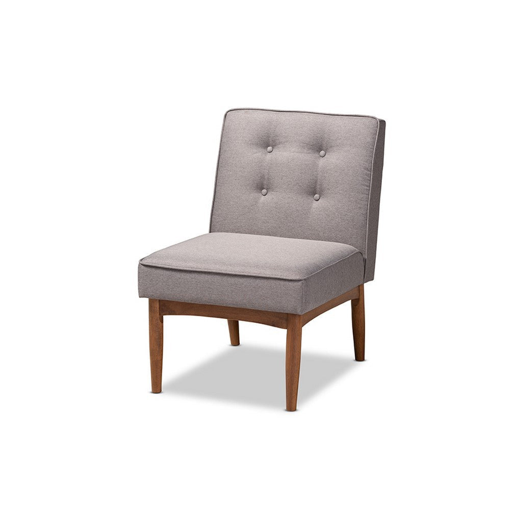 Baxton Studio Arvid Mid-Century Modern Gray Fabric Upholstered Wood Dining Chair WHI-BBT8051-Grey-CC