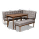 Baxton Studio Arvid Mid-Century Modern Gray Fabric Upholstered 4-Piece Wood Dining Nook Set