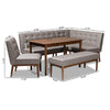 Baxton Studio Arvid Mid-Century Modern Gray Fabric Upholstered 5-Piece Wood Dining Nook Set