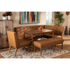 Baxton Studio Arvid Mid-Century Modern Tan Faux Leather Upholstered and Walnut Brown Finished Wood 5-Piece Dining Nook Set