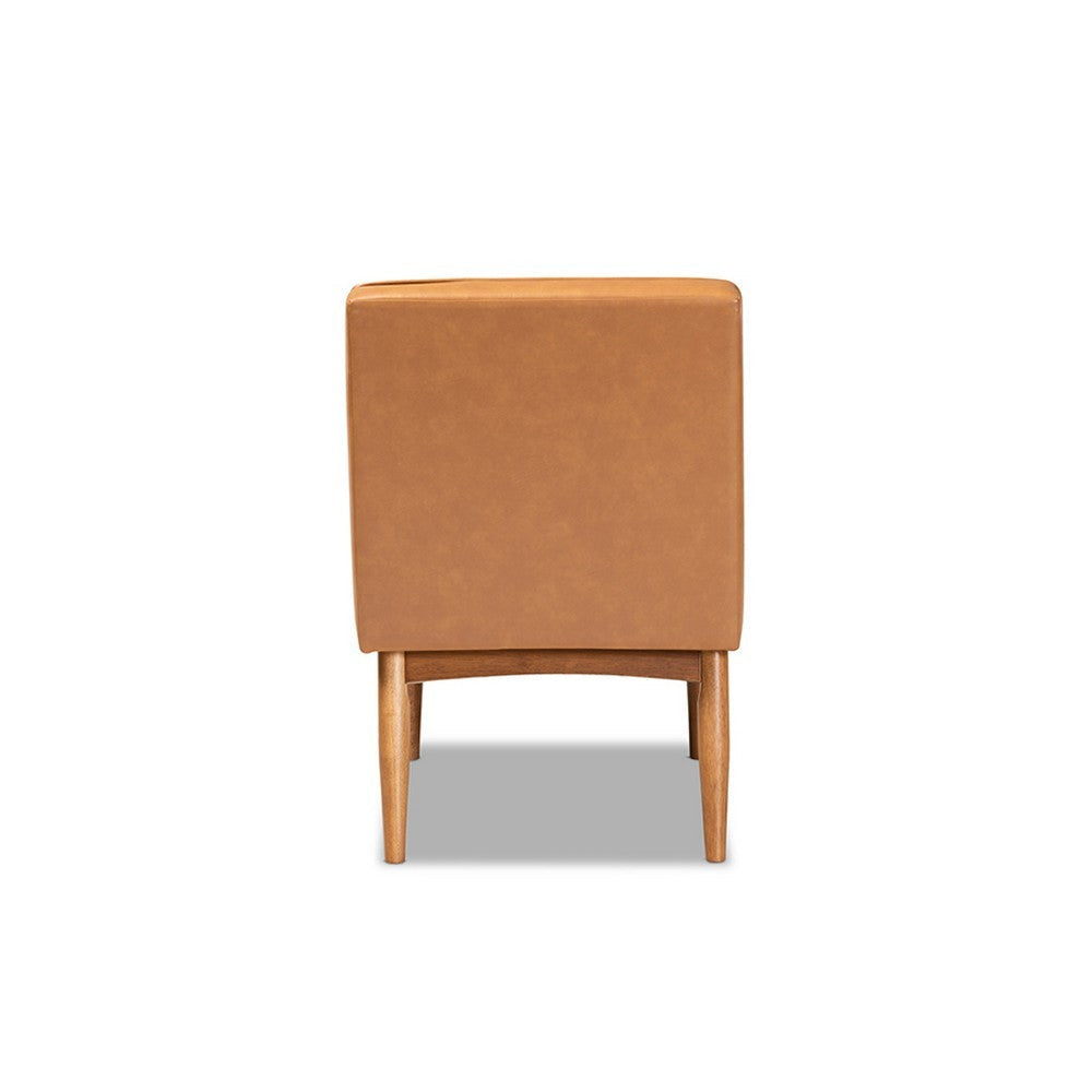 Baxton Studio Arvid Mid-Century Modern Tan Faux Leather Upholstered and Walnut Brown Finished Wood Dining Chair WHI-BBT8051-Tan-Walnut-CC