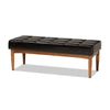 Baxton Studio Sanford Mid-Century Modern Dark Brown Faux Leather Upholstered and Walnut Brown Finished Wood Dining Bench
