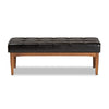 Baxton Studio Sanford Mid-Century Modern Dark Brown Faux Leather Upholstered and Walnut Brown Finished Wood Dining Bench