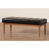Baxton Studio Sanford Mid-Century Modern Dark Brown Faux Leather Upholstered and Walnut Brown Finished Wood Dining Bench