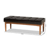 Baxton Studio Sanford Mid-Century Modern Dark Brown Faux Leather Upholstered and Walnut Brown Finished Wood Dining Bench