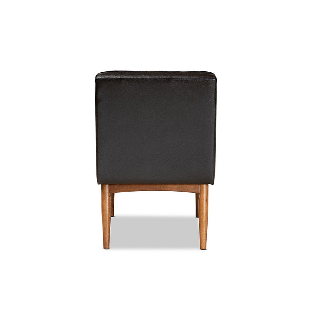 Baxton Studio Sanford Mid-Century Modern Dark Brown Faux Leather Upholstered and Walnut Brown Finished Wood Dining Chair