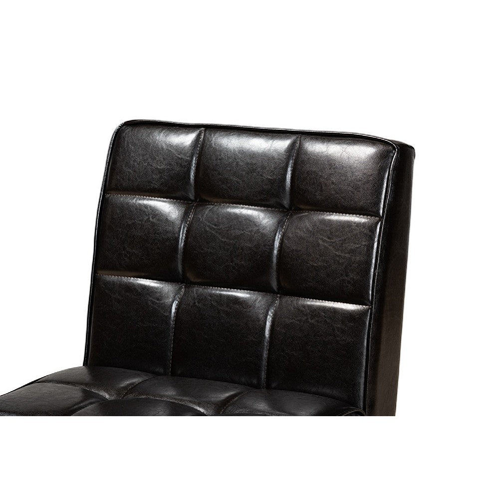Baxton Studio Sanford Mid-Century Modern Dark Brown Faux Leather Upholstered and Walnut Brown Finished Wood Dining Chair