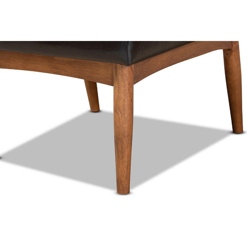 Baxton Studio Sanford Mid-Century Modern Dark Brown Faux Leather Upholstered and Walnut Brown Finished Wood Dining Chair