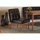 Baxton Studio Sanford Mid-Century Modern Dark Brown Faux Leather Upholstered and Walnut Brown Finished Wood Dining Chair
