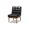 Baxton Studio Sanford Mid-Century Modern Dark Brown Faux Leather Upholstered and Walnut Brown Finished Wood Dining Chair