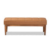 Baxton Studio Sanford Mid-Century Modern Tan Faux Leather Upholstered and Walnut Brown Finished Wood Dining Bench
