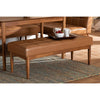Baxton Studio Sanford Mid-Century Modern Tan Faux Leather Upholstered and Walnut Brown Finished Wood Dining Bench