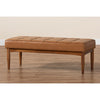 Baxton Studio Sanford Mid-Century Modern Tan Faux Leather Upholstered and Walnut Brown Finished Wood Dining Bench