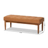 Baxton Studio Sanford Mid-Century Modern Tan Faux Leather Upholstered and Walnut Brown Finished Wood Dining Bench