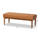 Baxton Studio Sanford Mid-Century Modern Tan Faux Leather Upholstered and Walnut Brown Finished Wood Dining Bench