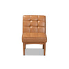 Baxton Studio Sanford Mid-Century Modern Tan Faux Leather Upholstered and Walnut Brown Finished Wood Dining Chair