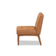 Baxton Studio Sanford Mid-Century Modern Tan Faux Leather Upholstered and Walnut Brown Finished Wood Dining Chair