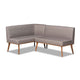 Baxton Studio Odessa Mid-Century Modern Grey Fabric Upholstered and Walnut Brown Finished 2-Piece Wood Dining Nook Banquette Set