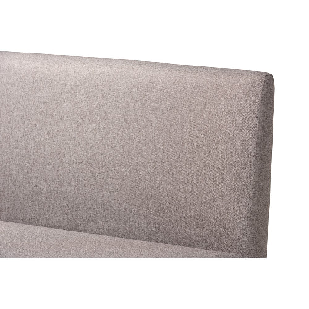 Baxton Studio Odessa Mid-Century Modern Grey Fabric Upholstered and Walnut Brown Finished 2-Piece Wood Dining Nook Banquette Set