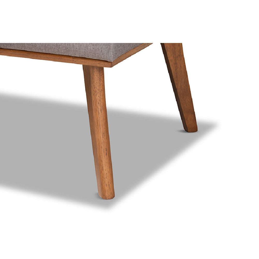 Baxton Studio Odessa Mid-Century Modern Grey Fabric Upholstered and Walnut Brown Finished 2-Piece Wood Dining Nook Banquette Set