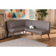 Baxton Studio Odessa Mid-Century Modern Grey Fabric Upholstered and Walnut Brown Finished 2-Piece Wood Dining Nook Banquette Set