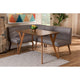 Baxton Studio Odessa Mid-Century Modern Grey Fabric Upholstered and Walnut Brown Finished Wood 3-Piece Dining Nook Set
