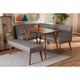 Baxton Studio Odessa Mid-Century Modern Grey Fabric Upholstered and Walnut Brown Finished Wood 4-Piece Dining Nook Set