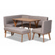 Baxton Studio Odessa Mid-Century Modern Grey Fabric Upholstered and Walnut Brown Finished Wood 5-Piece Dining Nook Set