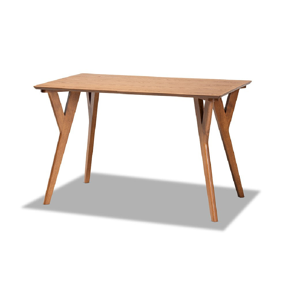 Baxton Studio Odessa Mid-Century Modern Grey Fabric Upholstered and Walnut Brown Finished Wood 5-Piece Dining Nook Set