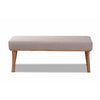 Baxton Studio Odessa Mid-Century Modern Grey Fabric Upholstered and Walnut Brown Finished Wood Dining Bench WHI-BBT8054-Grey-Walnut-Bench