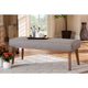 Baxton Studio Odessa Mid-Century Modern Grey Fabric Upholstered and Walnut Brown Finished Wood Dining Bench