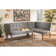 Baxton Studio Stewart Mid-Century Modern Grey Velvet Upholstered and Walnut Brown Finished Wood 2-Piece Dining Nook Banquette Set