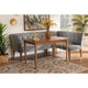 Baxton Studio Stewart Mid-Century Modern Grey Velvet Upholstered and Walnut Brown Finished Wood 3-Piece Dining Nook Set