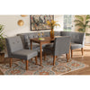 Baxton Studio Stewart Mid-Century Modern Grey Velvet Upholstered and Walnut Brown Finished Wood 5-Piece Dining Set