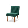 Baxton Studio Alvis Mid-Century Modern Emerald Green Velvet Upholstered and Walnut Brown Finished Wood Dining Chair