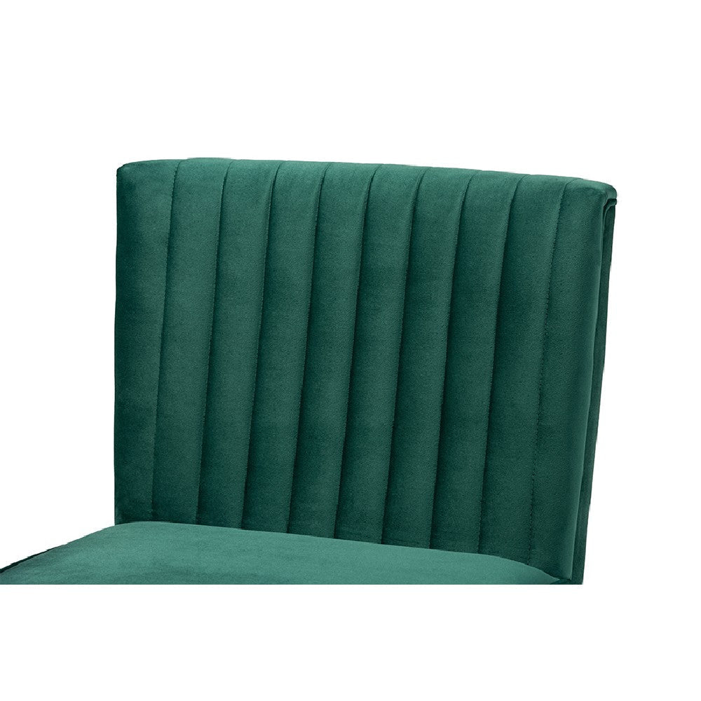 Baxton Studio Alvis Mid-Century Modern Emerald Green Velvet Upholstered and Walnut Brown Finished Wood Dining Chair