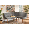Baxton Studio Alvis Mid-Century Modern Grey Velvet Upholstered and Walnut Brown Finished Wood 2-Piece Dining Nook Banquette Set