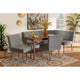 Baxton Studio Alvis Mid-Century Modern Grey Velvet Upholstered and Walnut Brown Finished Wood 5-Piece Dining Nook Set