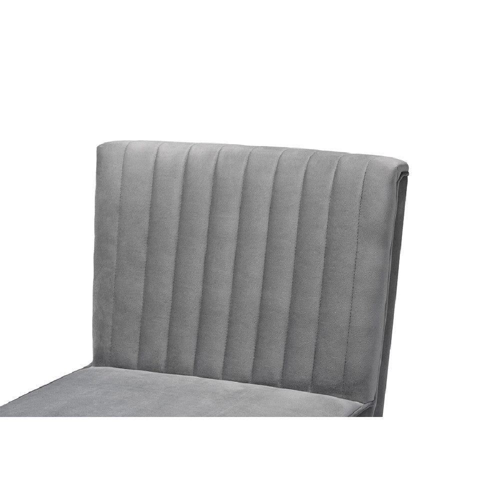 Baxton Studio Alvis Mid-Century Modern Grey Velvet Upholstered and Walnut Brown Finished Wood Dining Chair