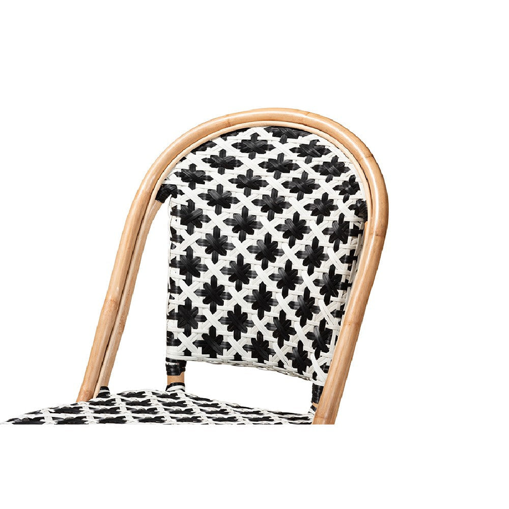 bali & pari Ambre Modern French Black and White Weaving Natural Rattan 2-Piece Bistro Chair Set WHI-BC003-Rattan-DC