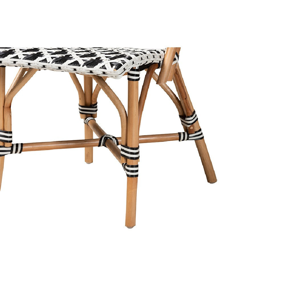 bali & pari Ambre Modern French Black and White Weaving Natural Rattan 2-Piece Bistro Chair Set WHI-BC003-Rattan-DC