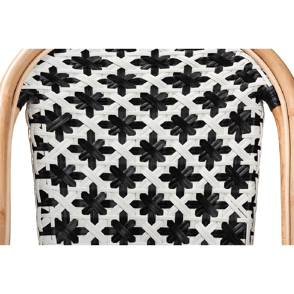 bali & pari Ambre Modern French Black and White Weaving Natural Rattan 2-Piece Bistro Chair Set WHI-BC003-Rattan-DC