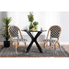 bali & pari Ambre Modern French Black and White Weaving Natural Rattan 2-Piece Bistro Chair Set
