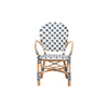 bali & pari Bryson Modern French Blue and White Weaving and Natural Rattan Bistro Chair WHI-BC010-W2-Rattan-DC-Arm