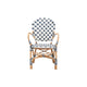 bali & pari Bryson Modern French Blue and White Weaving and Natural Rattan Bistro Chair WHI-BC010-W2-Rattan-DC-Arm