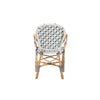 bali & pari Bryson Modern French Blue and White Weaving and Natural Rattan Bistro Chair WHI-BC010-W2-Rattan-DC-Arm