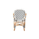 bali & pari Bryson Modern French Blue and White Weaving and Natural Rattan Bistro Chair WHI-BC010-W2-Rattan-DC-Arm