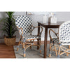bali & pari Bryson Modern French Blue and White Weaving and Natural Rattan Bistro Chair WHI-BC010-W2-Rattan-DC-Arm